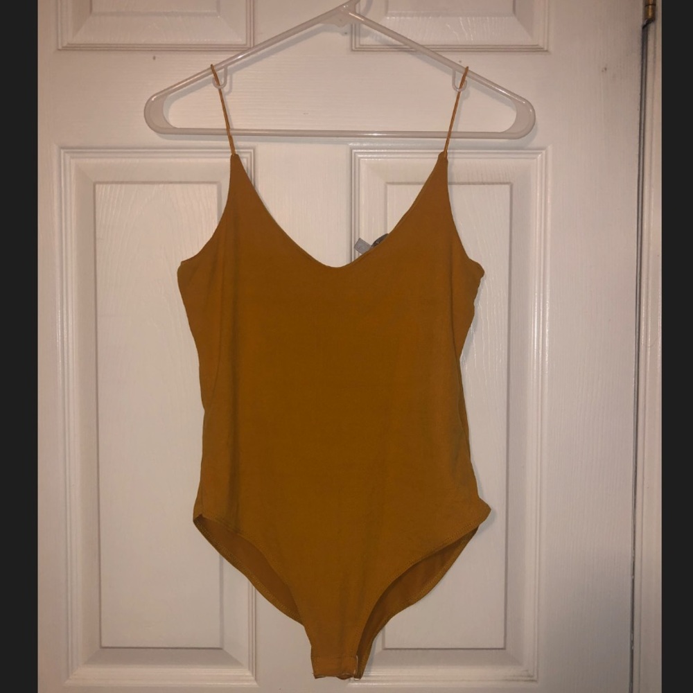 Mustard yellow one piece with thin straps